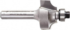 Amana Tool - 7/8" Cut Diam, 1/2" Length of Cut, 2 Flute Beading Edge Profile Router Bit - Carbide-Tipped, 1/4" Shank Diam, 2" OAL, Uncoated - Exact Industrial Supply