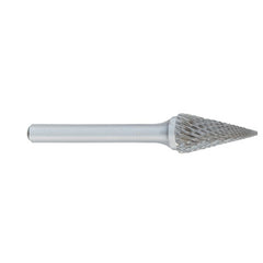 ‎SM-1 -1/4 × 1/2 LOC × 1/4 Shank × 2 OAL Pointed Tree Carbide Medium Tough Cut Burr - Exact Industrial Supply