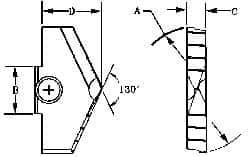 Allied Machine and Engineering - 3-17/32" Diam x 5/16" Thick, Seat Code F, 130° Included Angle Spade Drill Insert - TiN Coated, High Speed Steel, Series F - Exact Industrial Supply