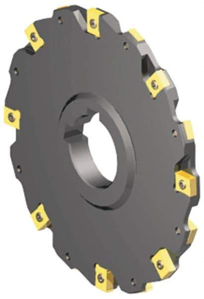 Kennametal - Arbor Hole Connection, 1/4" Cutting Width, 19/32" Depth of Cut, 3" Cutter Diam, 1" Hole Diam, 8 Tooth Indexable Slotting Cutter - 90° LN Toolholder, LNE 1240... Insert - Exact Industrial Supply