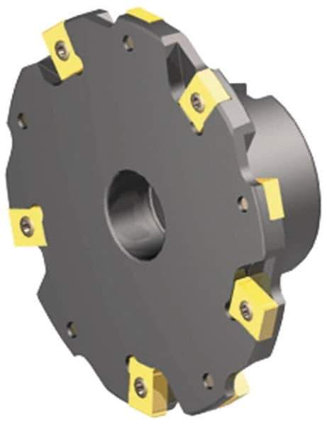 Kennametal - Shell Mount Connection, 5/16" Cutting Width, 0.56" Depth of Cut, 2-1/2" Cutter Diam, 3/4" Hole Diam, 6 Tooth Indexable Slotting Cutter - 90° LN Toolholder, LNE 1245... Insert - Exact Industrial Supply
