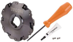 Kennametal - Arbor Hole Connection, 5/16" Cutting Width, 1.435" Depth of Cut, 5" Cutter Diam, 1-1/4" Hole Diam, 6 Tooth Indexable Slotting Cutter - 90° LN Toolholder, LNE 1245... Insert - Exact Industrial Supply