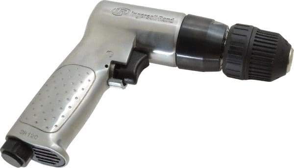 Ingersoll-Rand - 3/8" Reversible Keyless Chuck - Pistol Grip Handle, 2,000 RPM, 4 CFM, 0.5 hp, 85 psi - Exact Industrial Supply
