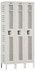 Hallowell - 3 Door, 1 Tier, Heavy-Duty Ventilated Wardrobe & Box Lockers - Exact Industrial Supply