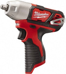 Milwaukee Tool - 3/8" Drive 12 Volt Pistol Grip Cordless Impact Wrench & Ratchet - 0 to 2,500 RPM, 0 to 3,300 BPM, 100 Ft/Lb Torque, Lithium-Ion Batteries Not Included - Exact Industrial Supply