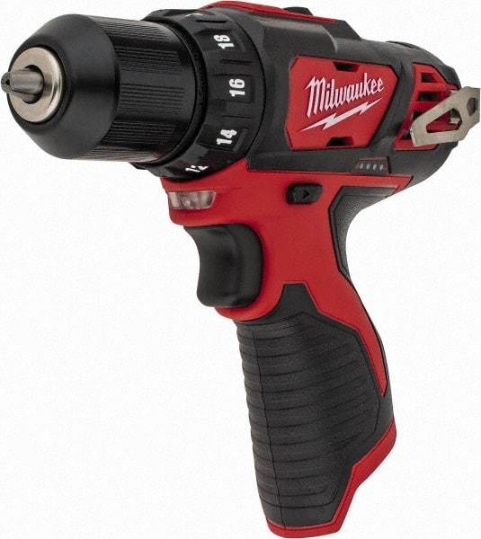 Milwaukee Tool - 12 Volt 3/8" Chuck Pistol Grip Handle Cordless Drill - 0-400 & 0-1500 RPM, Keyless Chuck, Reversible, Lithium-Ion Batteries Not Included - Exact Industrial Supply