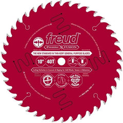 Freud - 10" Diam, 5/8" Arbor Hole Diam, 40 Tooth Wet & Dry Cut Saw Blade - Carbide-Tipped, Standard Round Arbor - Exact Industrial Supply