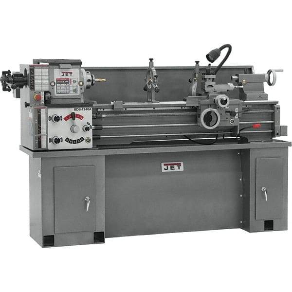 Jet - 13" Swing, 40" Between Centers, 230 Volt, Single Phase Bench Lathe - 5MT Taper, 2 hp, 60 to 1,240 RPM, 1-3/8" Bore Diam, 30" Deep x 29" High x 75-1/2" Long - Exact Industrial Supply