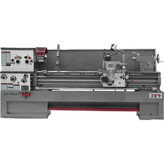 Jet - 18" Swing, 80" Between Centers, 230 Volt, Triple Phase Engine Lathe - 7MT Taper, 7-1/2 hp, 25 to 1,800 RPM, 3-1/8" Bore Diam, 40" Deep x 49" High x 137" Long - Exact Industrial Supply