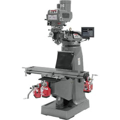 Jet - 9" Table Width x 49" Table Length, Variable Speed Pulley Control, 3 Phase Knee Milling Machine - R8 Spindle Taper, 3 hp - Exact Industrial Supply