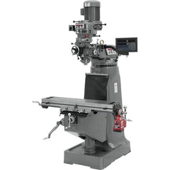 Jet - 9" Table Width x 42" Table Length, Step Pulley Control, 1 Phase Knee Milling Machine - R8 Spindle Taper, 2 hp - Exact Industrial Supply