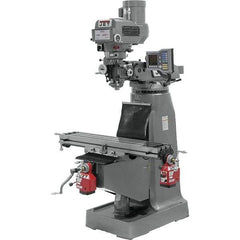 Jet - 9" Table Width x 42" Table Length, Variable Speed Pulley Control, 1 Phase Knee Milling Machine - R8 Spindle Taper, 2 hp - Exact Industrial Supply