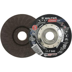 WALTER Surface Technologies - 60 Grit, 4-1/2" Wheel Diam, 5/64" Wheel Thickness, 7/8" Arbor Hole, Type 27 Depressed Center Wheel - 13,300 Max RPM - Exact Industrial Supply