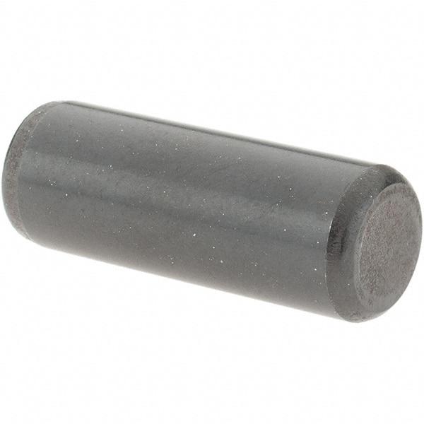 Value Collection - 3/8" Diam x 1" Pin Length Grade 8 Alloy Steel Standard Dowel Pin - Bright Finish, C 47-58 & C 60 (Surface) Hardness, 16,550 Lb (Single Shear), 33,100 Lb (Double Shear) Breaking Strength, 1 Beveled & 1 Rounded End - Exact Industrial Supply