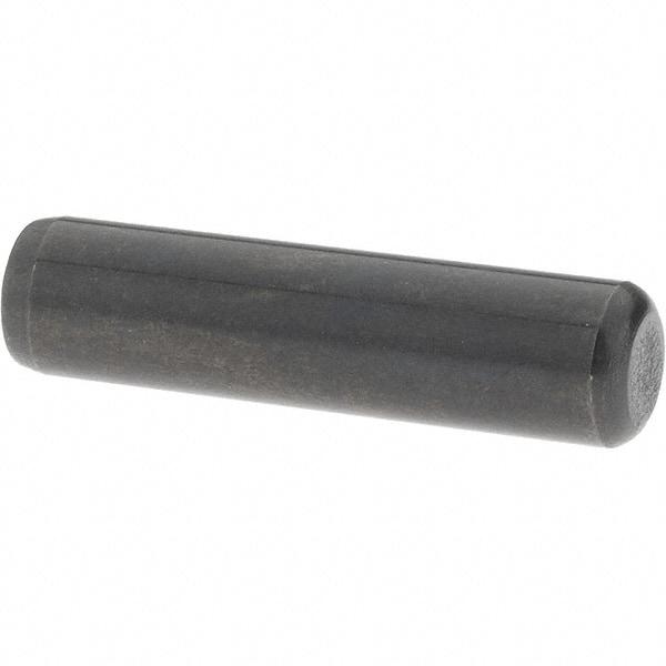 Value Collection - 1/4" Diam x 1" Pin Length Grade 8 Alloy Steel Standard Dowel Pin - Bright Finish, C 47-58 & C 60 (Surface) Hardness, 14,720 Lb (Double Shear), 7,360 Lb (Single Shear) Breaking Strength, 1 Beveled & 1 Rounded End - Exact Industrial Supply