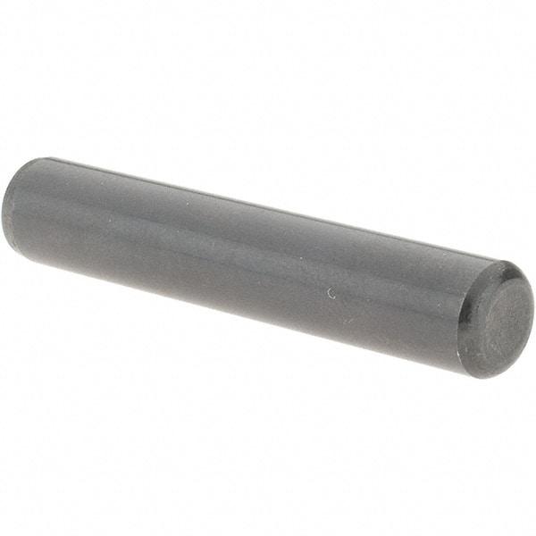 Value Collection - 3/8" Diam x 2" Pin Length Grade 8 Alloy Steel Standard Dowel Pin - Bright Finish, C 47-58 & C 60 (Surface) Hardness, 16,550 Lb (Single Shear), 33,100 Lb (Double Shear) Breaking Strength, 1 Beveled & 1 Rounded End - Exact Industrial Supply
