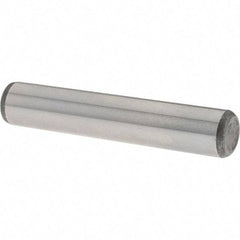 Value Collection - 3/8" Diam x 2" Pin Length Grade 8 Alloy Steel Standard Dowel Pin - C 50-58 Hardness, 28,700 Lb Breaking Strength, 1 Beveled & 1 Rounded End - Exact Industrial Supply