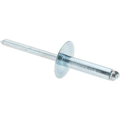 Value Collection - Size 610 Large Flange Dome Head Steel Open End Blind Rivet - Steel Mandrel, 0.501" to 5/8" Grip, 5/8" Head Diam, 0.192" to 0.196" Hole Diam, 0.825" Length Under Head, 3/16" Body Diam - Exact Industrial Supply