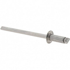 Value Collection - Size 43 Dome Head Stainless Steel Open End Blind Rivet - Stainless Steel Mandrel, 0.126" to 0.187" Grip, 1/4" Head Diam, 0.129" to 0.133" Hole Diam, 0.337" Length Under Head, 1/8" Body Diam - Exact Industrial Supply