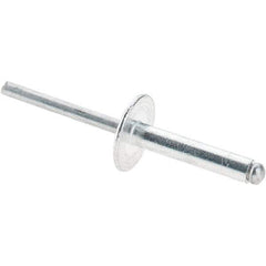 Value Collection - Size 612 Large Flange Dome Head Aluminum Open End Blind Rivet - Aluminum Mandrel, 0.626" to 3/4" Grip, 5/8" Head Diam, 0.192" to 0.196" Hole Diam, 0.95" Length Under Head, 3/16" Body Diam - Exact Industrial Supply