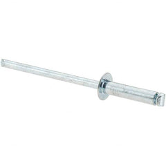 Value Collection - Size 46 Dome Head Steel Open End Blind Rivet - Steel Mandrel, 0.313" to 3/8" Grip, 1/4" Head Diam, 0.129" to 0.133" Hole Diam, 0.525" Length Under Head, 1/8" Body Diam - Exact Industrial Supply