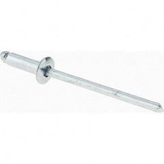 Value Collection - Size 44 Dome Head Steel Open End Blind Rivet - Steel Mandrel, 0.188" to 1/4" Grip, 1/4" Head Diam, 0.129" to 0.133" Hole Diam, 0.4" Length Under Head, 1/8" Body Diam - Exact Industrial Supply