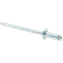 Value Collection - Size 43 Dome Head Steel Open End Blind Rivet - Steel Mandrel, 0.126" to 0.187" Grip, 1/4" Head Diam, 0.129" to 0.133" Hole Diam, 0.337" Length Under Head, 1/8" Body Diam - Exact Industrial Supply