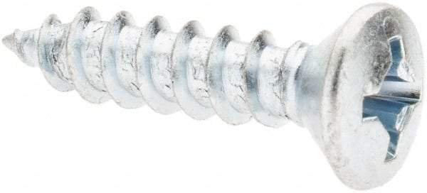 Value Collection - #12 Oval Head Phillips Sheet Metal Screw - Steel, 1" OAL, AISI 1016, ANSI/ASME B18.6.4, ASME B18.6.3 & SAE J933, Grade 1016-1024 - Exact Industrial Supply