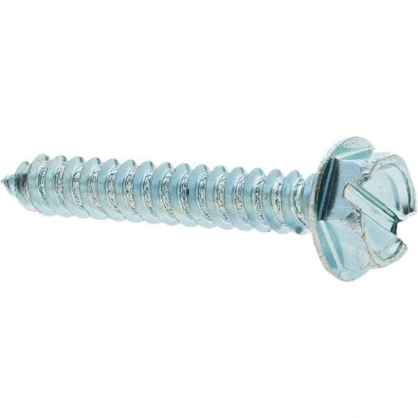 Value Collection - #10 Hex Washer Head Slotted Sheet Metal Screw - Steel, 1-1/4" Length Under Head, Grade 2 - Exact Industrial Supply