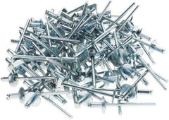 Value Collection - Size 42 Large Flange Dome Head Steel Open End Blind Rivet - Steel Mandrel, 0.032" to 1/8" Grip, 3/8" Head Diam, 0.129" to 0.133" Hole Diam, 0.275" Length Under Head, 1/8" Body Diam - Exact Industrial Supply