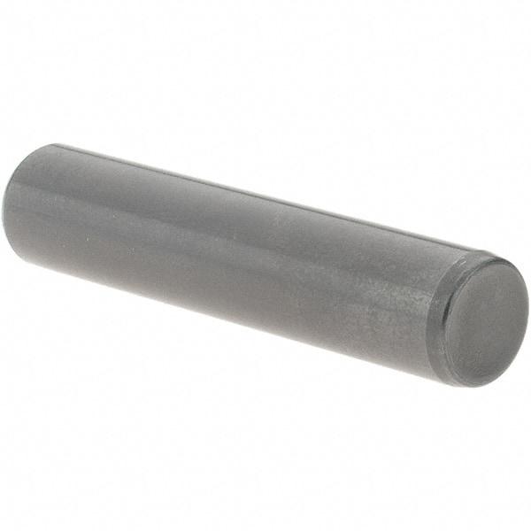 Value Collection - 3/8" Diam x 1-3/4" Pin Length Grade 8 Alloy Steel Standard Dowel Pin - Bright Finish, C 47-58 & C 60 (Surface) Hardness, 16,550 Lb (Single Shear), 33,100 Lb (Double Shear) Breaking Strength, 1 Beveled & 1 Rounded End - Exact Industrial Supply
