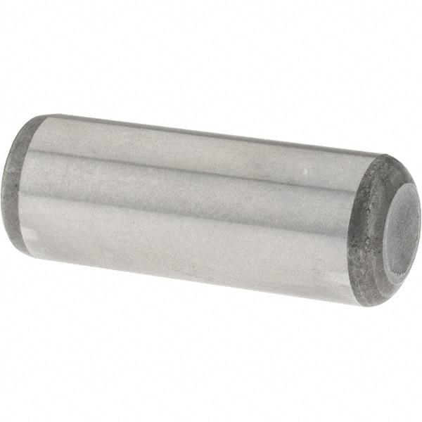 Value Collection - 3/8" Diam x 1" Pin Length Grade 8 Alloy Steel Standard Dowel Pin - C 50-58 Hardness, 28,700 Lb Breaking Strength, 1 Beveled & 1 Rounded End - Exact Industrial Supply