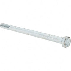 Value Collection - 3/8-16 UNC, 6" Length Under Head Hex Head Cap Screw - Partially Threaded, Grade 8 Alloy Steel, Zinc-Plated Finish, 9/16" Hex - Exact Industrial Supply