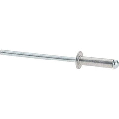 Value Collection - Size 45 Dome Head Aluminum Open End Blind Rivet - Steel Mandrel, 0.251" to 0.312" Grip, 1/4" Head Diam, 0.129" to 0.133" Hole Diam, 0.462" Length Under Head, 1/8" Body Diam - Exact Industrial Supply