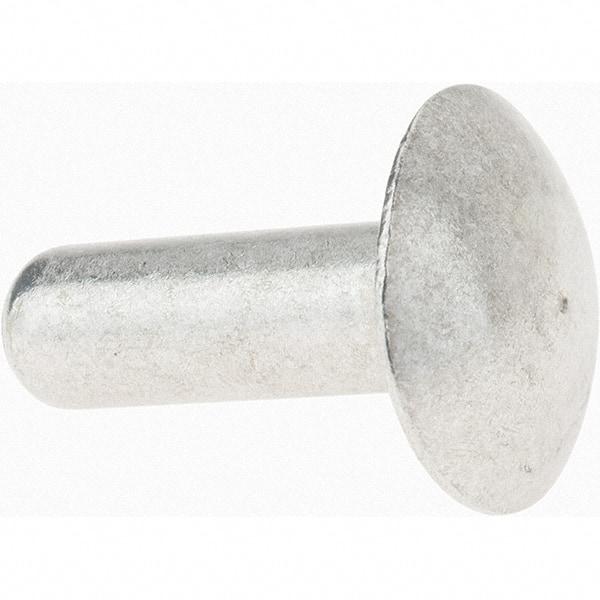 Value Collection - 1/4" Body Diam, Brazier Aluminum Solid Rivet - 3/4" Length Under Head - Exact Industrial Supply