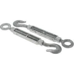 Value Collection - 3,500 Lb Load Limit, 5/8" Thread Diam, 6" Take Up, Steel Hook & Eye Turnbuckle - 14-1/8" Closed Length - Exact Industrial Supply