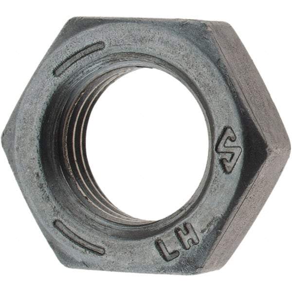 Value Collection - 3/8-24 UNF Steel Left Hand Hex Jam Nut - 9/16" Across Flats, 0.2188" High, Zinc Clear Finish - Exact Industrial Supply