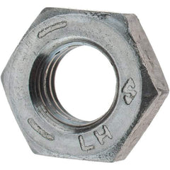 Value Collection - 1/4-28 UNF Steel Left Hand Hex Jam Nut - 7/16" Across Flats, 0.1562" High, Zinc Clear Finish - Exact Industrial Supply