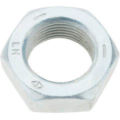 Made in USA - 1-14 UNF Steel Left Hand Hex Jam Nut - 1-1/2" Across Flats, 0.5469" High, Zinc Clear Finish - Exact Industrial Supply