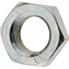 Value Collection - 9/16-18 UNF Steel Left Hand Hex Jam Nut - 7/8" Across Flats, 5/16" High, Zinc Clear Finish - Exact Industrial Supply