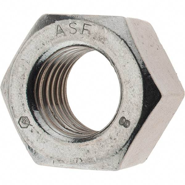 Value Collection - 7/8-9 UNC Stainless Steel Right Hand Heavy Hex Nut - 1-7/16" Across Flats, 55/64" High - Exact Industrial Supply