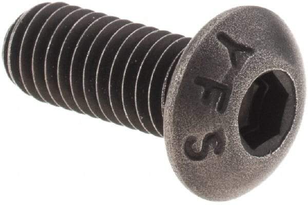 Value Collection - #10-32 UNF Hex Socket Drive, Button Screw - Alloy Steel, Black Oxide Finish, Fully Threaded, 1/2" Length Under Head - Exact Industrial Supply