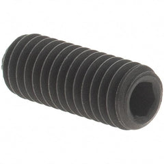 Value Collection - #10-32 UNF, 1/2" OAL, Knurled Cup Point Set Screw - Grade 8 Alloy Steel, 3/32" Key - Exact Industrial Supply