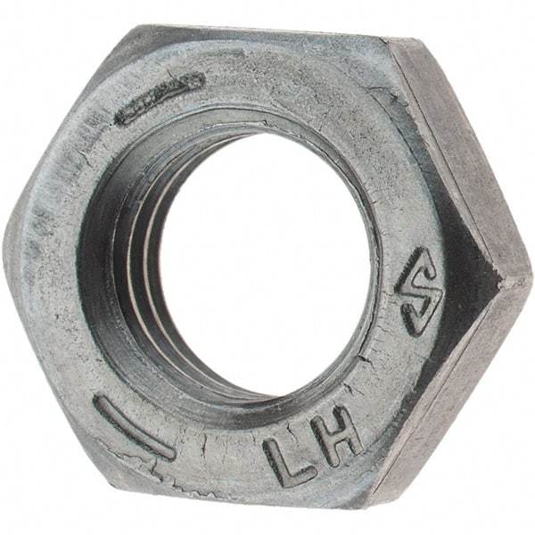 Value Collection - 5/16-24 UNF Steel Left Hand Hex Jam Nut - 1/2" Across Flats, 3/16" High, Zinc Clear Finish - Exact Industrial Supply