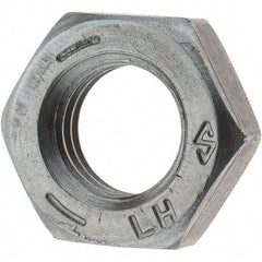 Value Collection - 5/16-24 UNF Steel Left Hand Hex Jam Nut - 1/2" Across Flats, 3/16" High, Zinc Clear Finish - Exact Industrial Supply