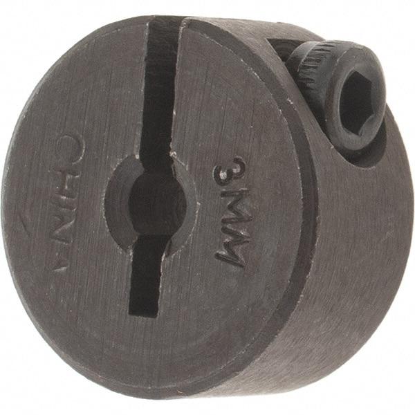 Value Collection - 3mm Bore, Steel, One Piece Clamp Collar - 11/16" Outside Diam - Exact Industrial Supply