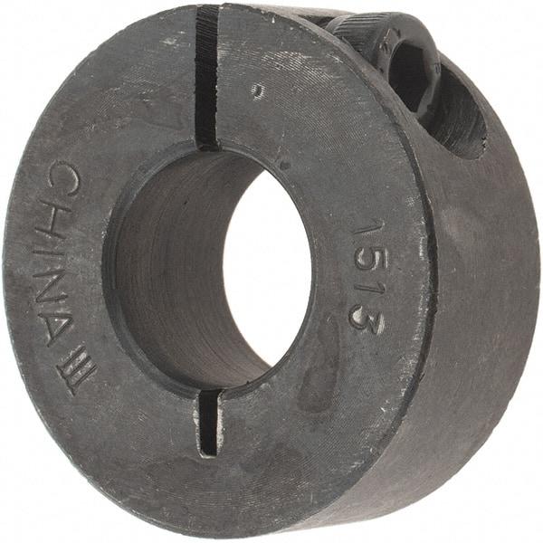 Value Collection - 15mm Bore, Steel, One Piece Clamp Collar - 1-3/8" Outside Diam - Exact Industrial Supply