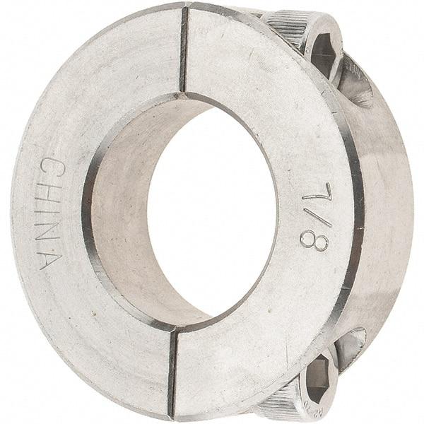 Value Collection - 7/8" Bore, Stainless Steel, Two Piece Shaft Collar - 1-5/8" Outside Diam, 1/2" Wide - Exact Industrial Supply