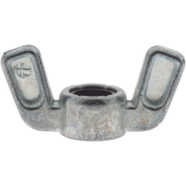 Value Collection - 3/8-16 UNC, Zinc Plated, Zinc Alloy Nylon-Insert Locking Wing Nut - Grade 2, 1-1/2" Wing Span, 0.718" Wing Span - Exact Industrial Supply
