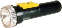Ability One - LED Bulb, Industrial/Tactical Flashlight - Black, Yellow Plastic Body, D Alkaline Batteries Not Included - Exact Industrial Supply